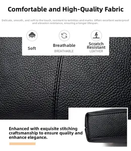 Detailed view of black lychee grain leather with precise stitching and scratch-resistant texture