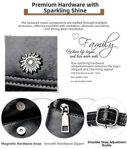 Detailed view of silver floral clasp, magnetic snap, and adjustable strap hardware