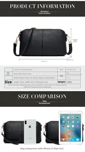 Detailed size specifications for black pebble grain crossbody bag 23x14x5cm
