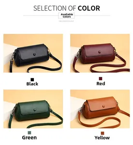 Sélection de quatre couleurs pour ce sac cylindrique en cuir souple avec rabat chic