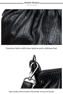 Detailed macro view of black textured leather material and durable silver metal hardware