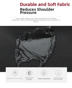 Close-up of waterproof high-density nylon fabric on a lightweight black tote bag