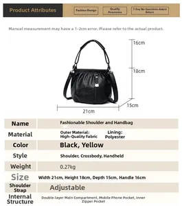 Detailed size guide for the black pleated crossbody bag with precise dimensions and specs