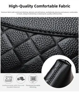 Detail der gewebten Kunstleder-Textur und verstärkten Nähten an einer schwarzen Handtasche