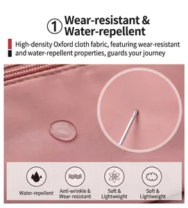 Vista macro del tessuto Oxford rosa idrorepellente con test di resistenza all'usura