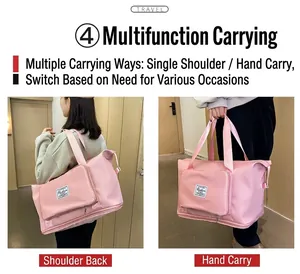 Borsa sportiva rosa impermeabile con opzioni a spalla o a mano ed espansione sul fondo
