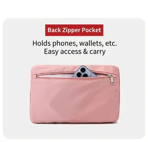 Borsa da viaggio rosa con tasca posteriore a zip per riporre comodamente il telefono