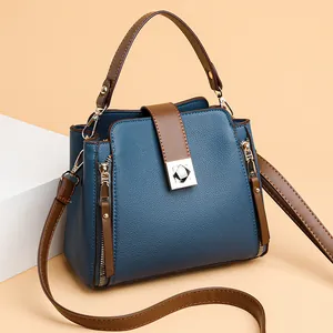 Damen Mode PU Leder Umhängetasche Große Kapazität Handtasche Casual Crossbody Eimer Tasche Griff Oben