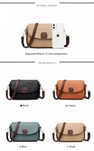 Vergelijking van de tas met iPhone 12 toont de compacte afmetingen van het kunstleer