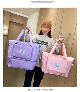 Bolsas de viaje plegables violeta y rosa con extensión inferior para yoga y deporte