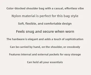 Liste détaillée du sac cabas en nylon avec diverses options de transport et style