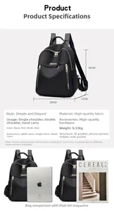 Size comparison of the black oxford backpack with an iPad and A4 magazine detail