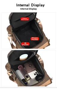 Internal layout of Oxford backpack showing zipper pocket and spacious compartments