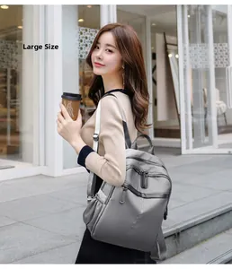 Detail of grey waterproof nylon backpack in large size for urban commuting and travel