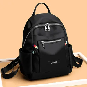 Women Casual Oxford Cloth Backpack Large Capacity Waterproof Nylon Travel School Bag With Rainbow Strap Fashion Daypack