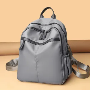 Women Fashion Nylon Backpack Simple Casual Multi Zipper Lightweight Travel Daypack School Shoulder Bag Ladies Office Outdoor