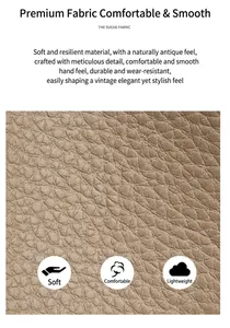 Detalle de la textura de cuero marrón claro que muestra un tejido suave y duradero