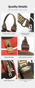 Vues détaillées du sac à dos en oxford imperméable avec boucles en bronze et sangles