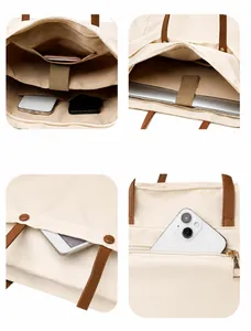 Detailed interior view of multi-pocket laptop bag showing specialized computer compartment