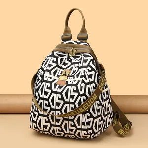 Women Fashion Oxford Cloth Backpack Lightweight Floral Elephant Letter Print Travel Casual Multi Functional Backpack Bag