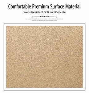 Detail shot of beige lychee-textured leather showing soft, wear-resistant, delicate surface
