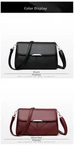 Detailed comparison of black and wine red leather crossbody bags with V-quilt pattern