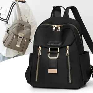 Trendy Lightweight Waterproof Nylon Backpack For Women Fashion Large Capacity Travel School Laptop Bag With Gold Hardware