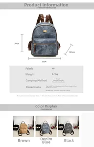 Detail view of large-capacity vintage tote backpack with clover pattern and size specs