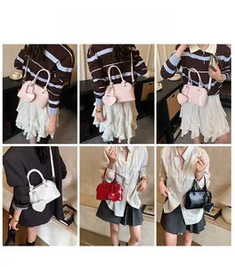 Collage of chic patent leather mini bags in various colors showing crossbody styling