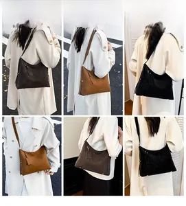 Detailed views of vintage large tote bag showing three colors and adjustable strap