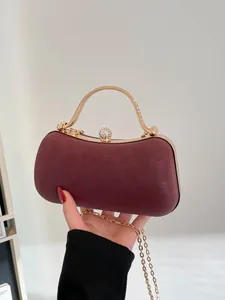 Pochette de Soirée Vintage Imprimé Léopard Avec Poignée en Métal Doré Fermoir Strass Tissu Suédé Sac à Main de Mariage Femmes