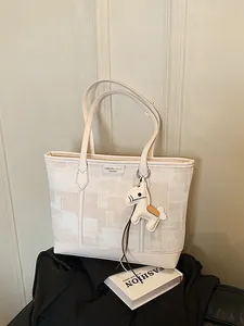 Borsa Tote da Donna di Grande Capacità in Pelle PU Geometrica Borsa a Spalla Con Ciondolo a Cavallo Ufficio Lavoro Borsa Moda
