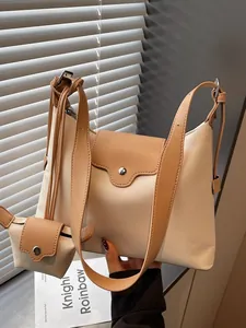 Dames Minimalistische Canvas PU Lederen Tote Tas Mode Hoofdtas En Mini Pouch Schoudertas Commute Crossbody Tas