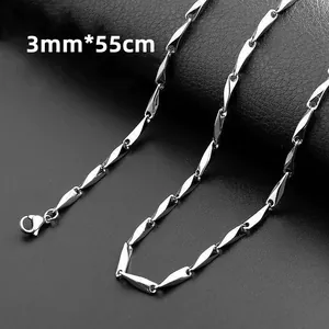 Collier chaîne boîte homme en acier inoxydable 3mm avec fermoir homard, longueur 55cm
