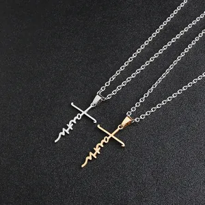 Collane da uomo in acciaio al titanio con ciondolo croce faith color oro e argento