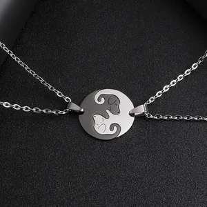 Edelstahl Yin Yang Hund Katze Spleißen Anhänger Halskette Für Paare Beste Freunde Minimalistisch Tier Schmuck Geschenk