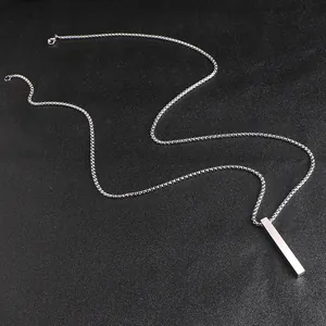 Minimalistische silberne Edelstahl Vierkantstab Halskette mit Boxkette für Herren