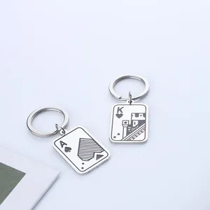 Set de llaveros para pareja de acero inoxidable con As de Picas y Rey de Corazones