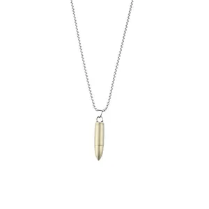 Collana hip-hop da uomo con ciondolo a forma di proiettile dorato e catena a sfere