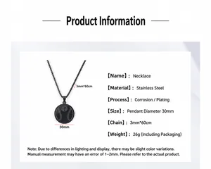 Spécifications du pendentif croix baseball en acier noir avec une chaîne de 60cm