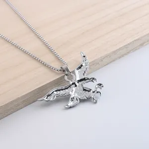 Collana con ciondolo a forma di aquila hip hop da uomo in acciaio inox lucido