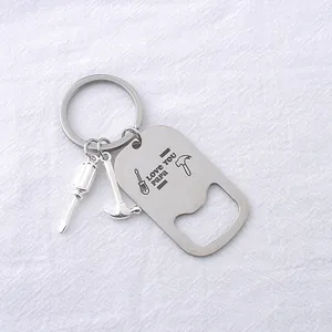 Porte-clés décapsuleur en acier inoxydable gravé Love You Papa avec pendentifs outils