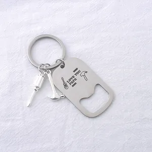 Porte-clés décapsuleur en acier inoxydable avec gravure Love You Papa pour papa