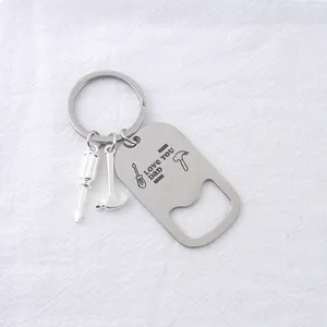 Porte-clés décapsuleur fête des pères en acier inoxydable avec mini outils charms