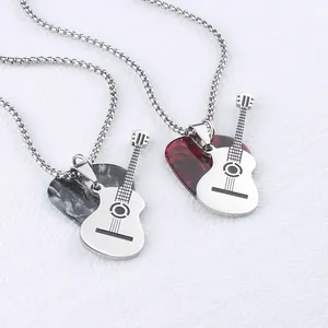 Collana con Doppio Ciondolo a Forma di Plettro per Chitarra in Acciaio Inossidabile Gioielli a Tema Musica Rock per Uomo Donna Regalo Accessorio Musicale Personalizzato