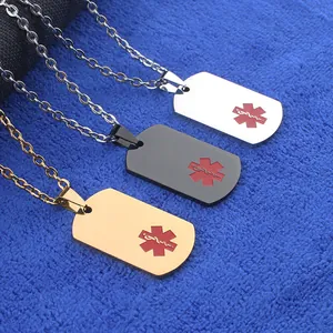 Collier d'Alerte Médicale en Acier Inoxydable Étoile de la Vie Identité d'Urgence Pendentif Dog Tag pour Hommes Femmes Bijoux
