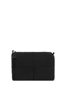 Borsa a mano trapuntata nera dal design minimalista con cerniera a triangolo per donna
