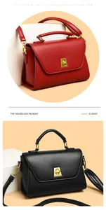 Détails de sacs en cuir mat rouge et noir avec fermoirs rotatifs en métal doré