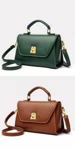 Sacs vintage vert foncé et marron moutarde avec élégant fermoir rotatif doré