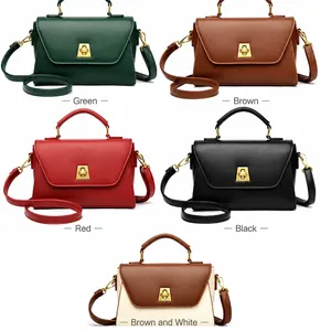 Minimalistische Leder-Handtaschen mit goldenem Drehverschluss und abnehmbarem Gurt